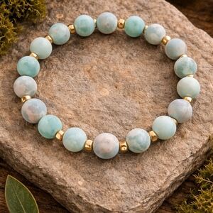 Amazonite Bracelet with Gold Spacers | Natural Stone |Enchanted Grove Collection